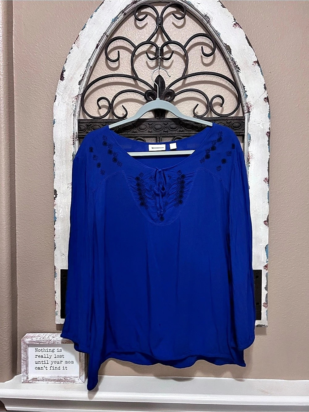 Blue Rayon Blouse Size XL Like New
